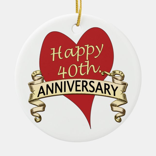 40th. Anniversary Ceramic Tree Decoration (Front)