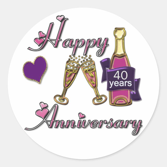 40th. Anniversary Classic Round Sticker (Front)