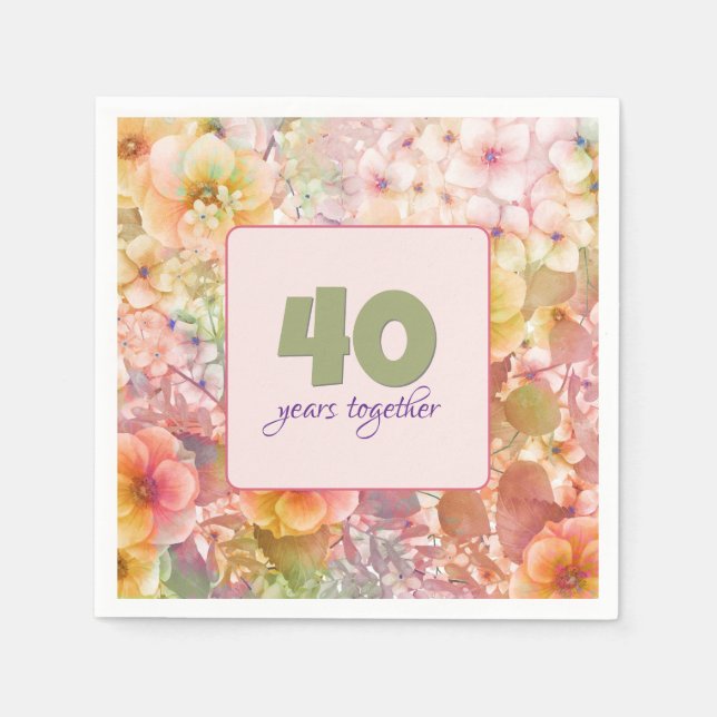 40th Anniversary Cosmos Floral Garden   Napkin (Front)