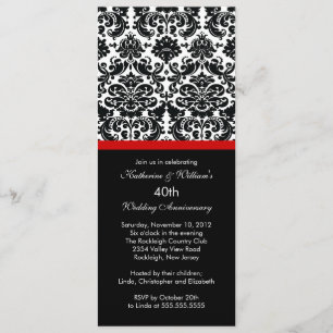 40th Anniversary Damask Invitation Red