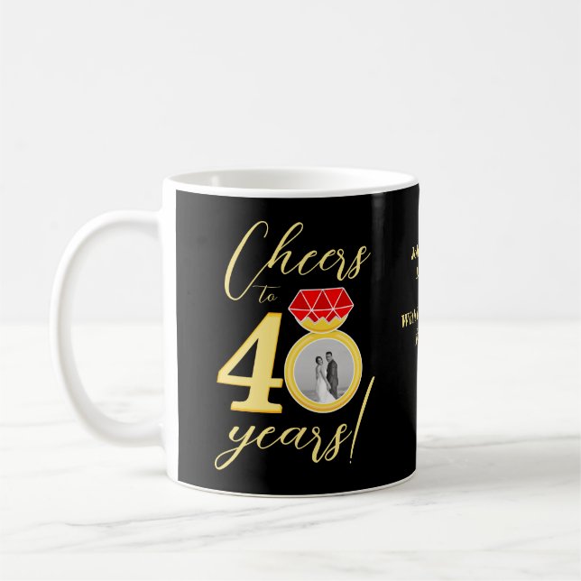 40th Anniversary Double Wedding Photo Template Coffee Mug (Left)