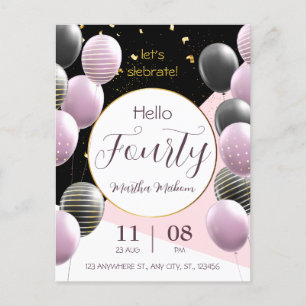 40th anniversary. Elegant birthday Postcard