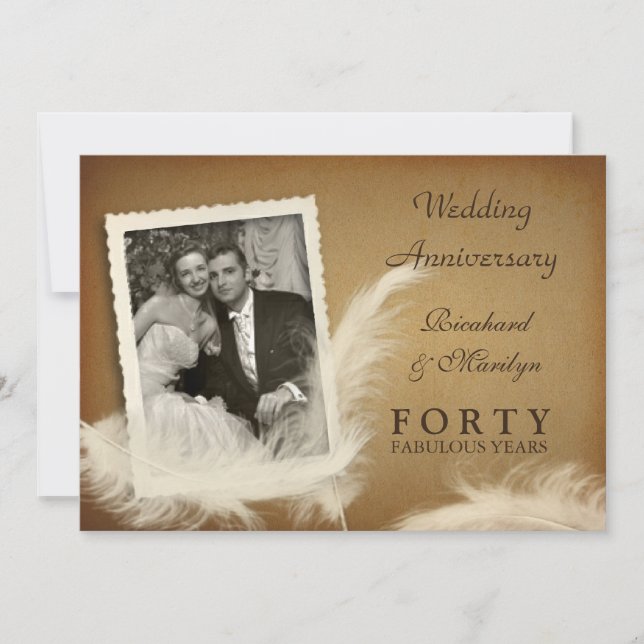 40th Anniversary Fancy Vintage Photo Invitations (Front)