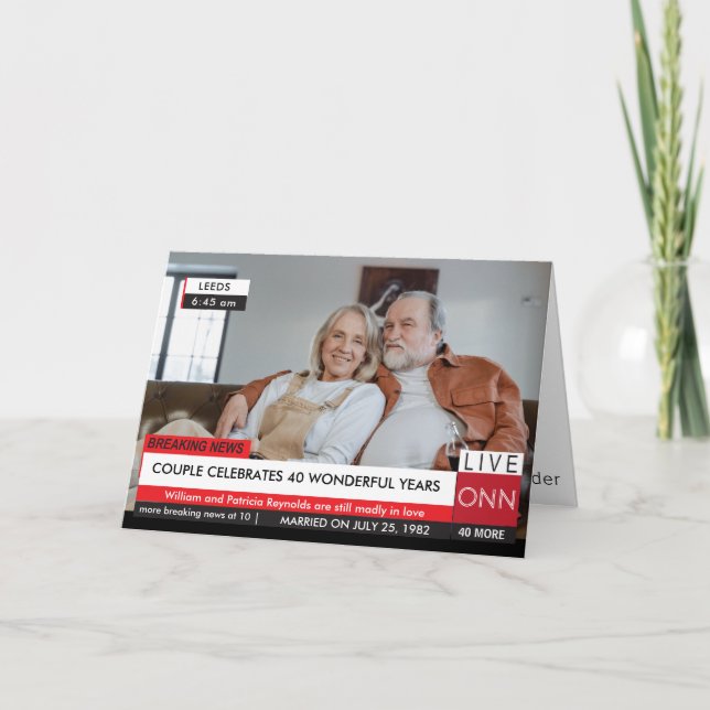 40th Anniversary Funny Breaking TV News Fabulous Card (Front)