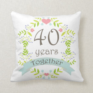 40th Anniversary Gift Throw PIllow