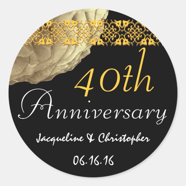 40th Anniversary GOLD Rose Sticker (Front)