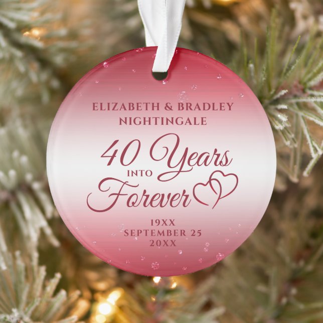 40th Anniversary Hearts YEARS INTO FOREVER Photo Ornament (Tree)