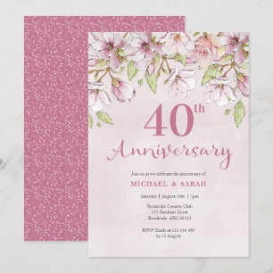 40th Anniversary Invitation Pink Floral