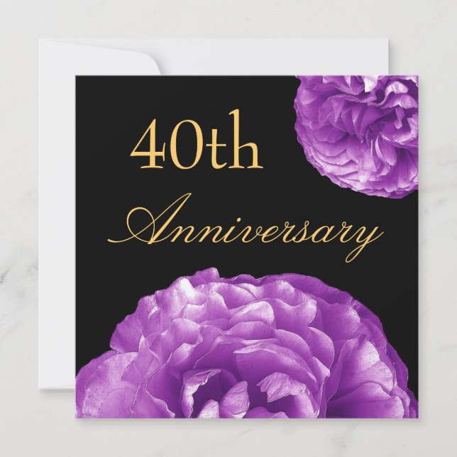40th Anniversary Invitation - PURPLE  Roses (Front)