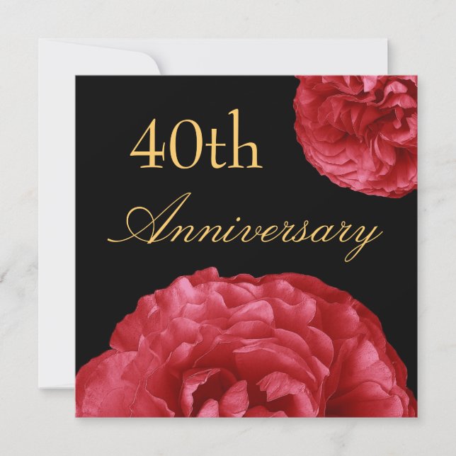 40th Anniversary Invitation - RED Roses (Front)