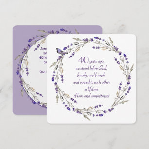 40th Anniversary Lavender Wreath Invitation