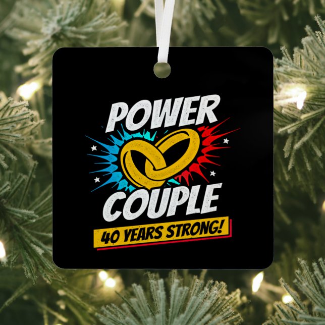 40th Anniversary Married Couples 40 Years Strong Metal Tree Decoration (Insitu)