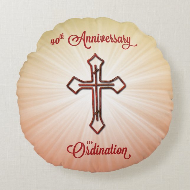 40th Anniversary of Ordination, Round Gift, Pillow (Front)