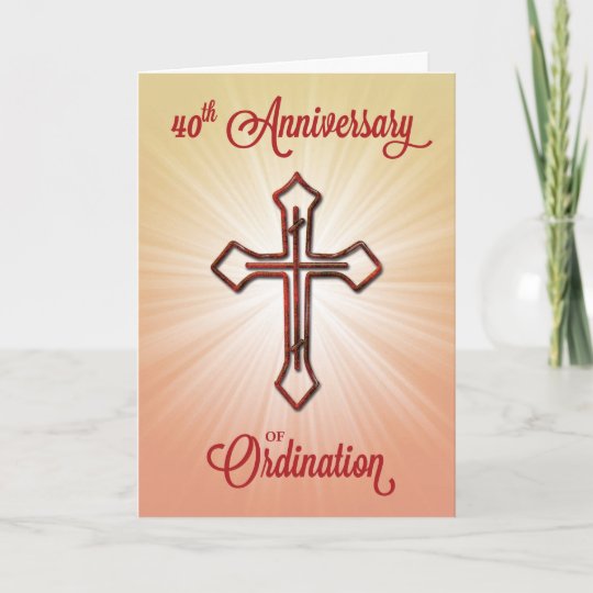 40th Anniversary Of Ordination Ruby Cross Card Zazzle Co Uk