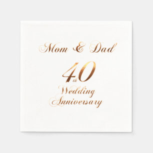 40th Anniversary Parents Ruby Wedding Anniversary Napkin