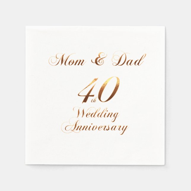 40th Anniversary Parents Ruby Wedding Anniversary Napkin (Front)