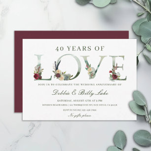 40th Anniversary Party 40 Years of Love Invitation