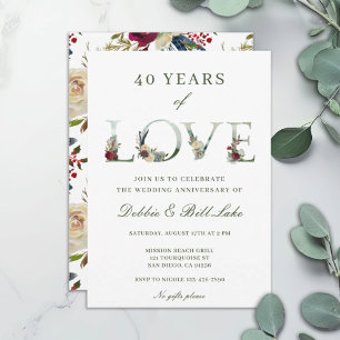 40th Anniversary Party 40 Years of Love Invitation