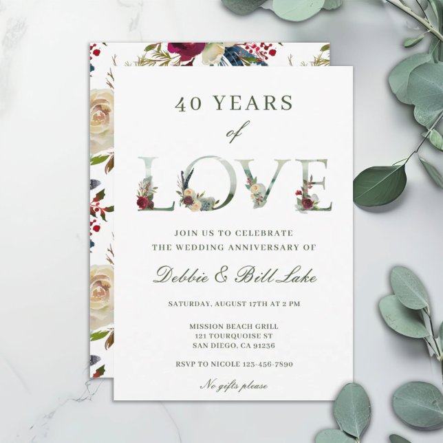 40th Anniversary Party 40 Years of Love Invitation (Creator Uploaded)