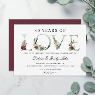 40th Anniversary Party 40 Years of Love Invitation
