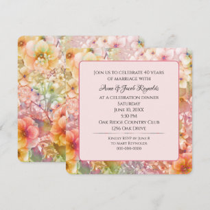 40th Anniversary Party Cosmos Floral Garden  Invitation