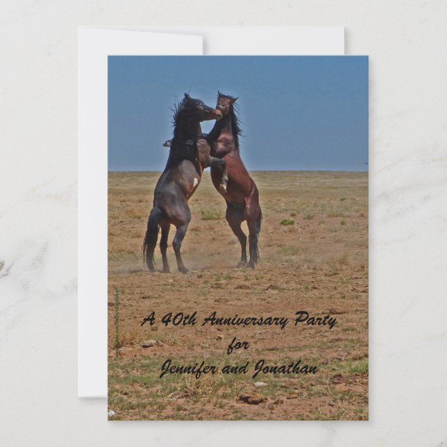 40th Anniversary Party Dancing Horses Personalised Invitation (Front)