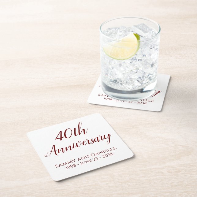 40th Anniversary Party Drink Coasters Tableware (Insitu)
