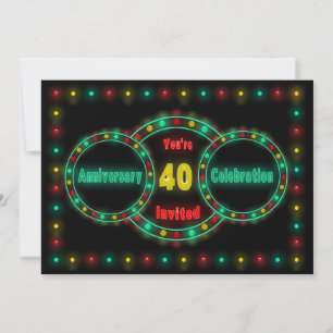 40th ANNIVERSARY PARTY INVITATION - NEON LIGHTS