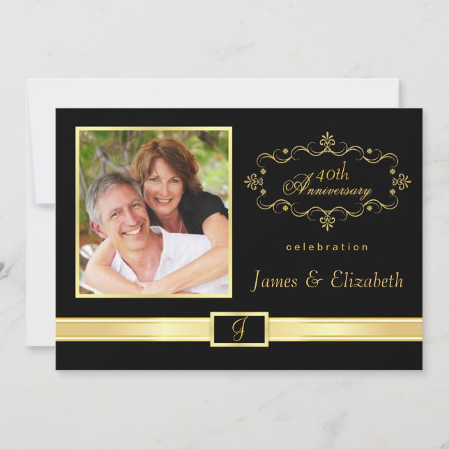 40th Anniversary Party Invitations - with Photo (Front)