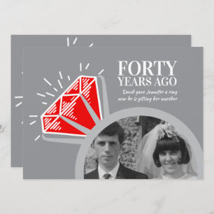 40th anniversary party red ruby ring photo graphic invitation