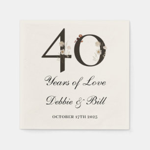 40th Anniversary Party Wildflower 40 Years of Love Napkin