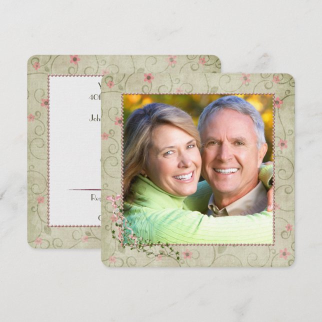 40th Anniversary Party with Photo  Invitation (Front/Back)