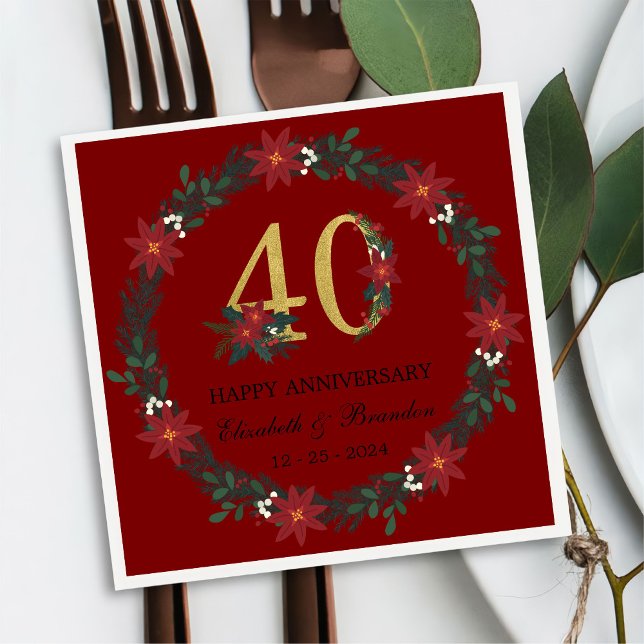40th Anniversary Personalised Christmas Napkins (Creator Uploaded)