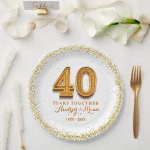 40th Anniversary Personalised Paper Plate