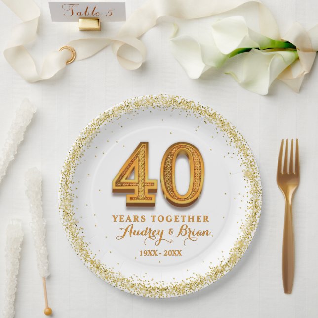 40th Anniversary Personalised Paper Plate (Wedding)