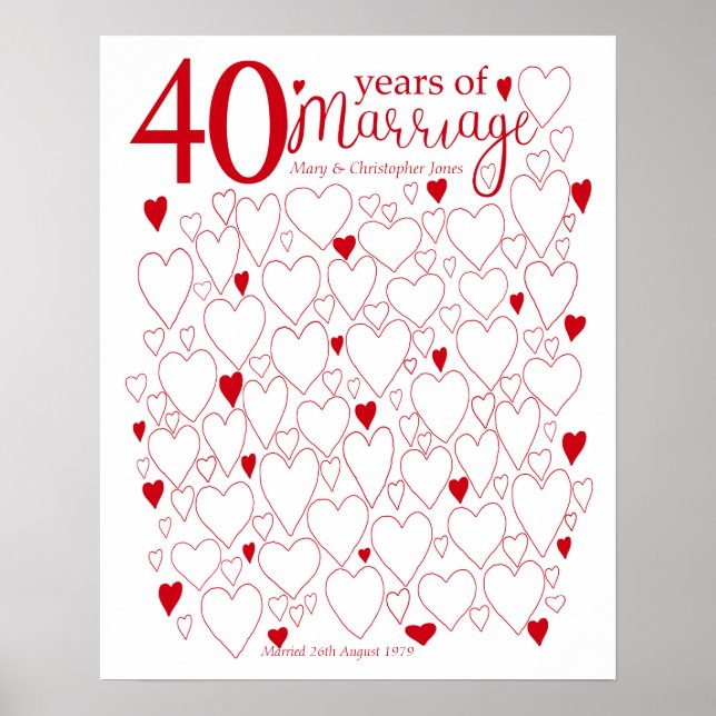 40th Anniversary Poster - Ruby Wedding Guest Book (Front)