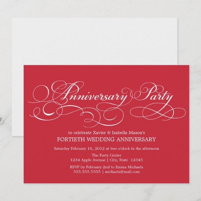 40th Anniversary | Red Invitation (Front/Back)