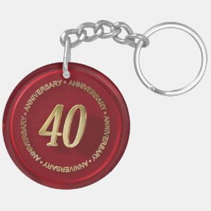 40th anniversary red wax seal key ring