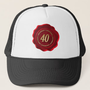 40th anniversary red wax seal trucker hat