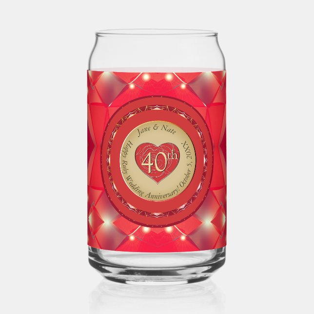 40th Anniversary Ruby  Can Glass (Front)