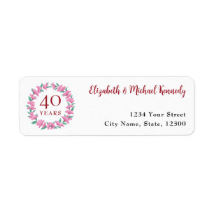 40th Anniversary Ruby Floral Return Address Labels