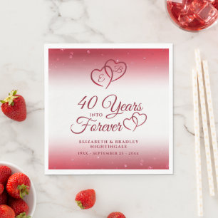40th Anniversary Ruby Heart 40 YEARS INTO FOREVER Napkin