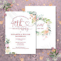 40th Anniversary Ruby Heart Floral Monogram
