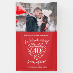 40th anniversary ruby heart personalised photo banner