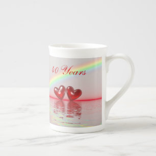 40th Anniversary Ruby Hearts Bone China Mug
