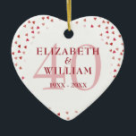 40th Anniversary Ruby Hearts Ceramic Tree Decoration<br><div class="desc">Designed to coordinate with our 40th Anniversary Ruby Hearts collection. Featuring delicate ruby hearts. Personalise with your special forty years ruby anniversary information in chic ruby lettering. Designed by Thisisnotme©</div>