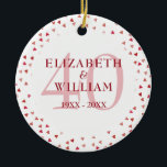 40th Anniversary Ruby Hearts Ceramic Tree Decoration<br><div class="desc">Designed to coordinate with our 40th Anniversary Ruby Hearts collection. Featuring delicate ruby hearts. Personalise with your special forty years ruby anniversary information in chic ruby lettering. Designed by Thisisnotme©</div>