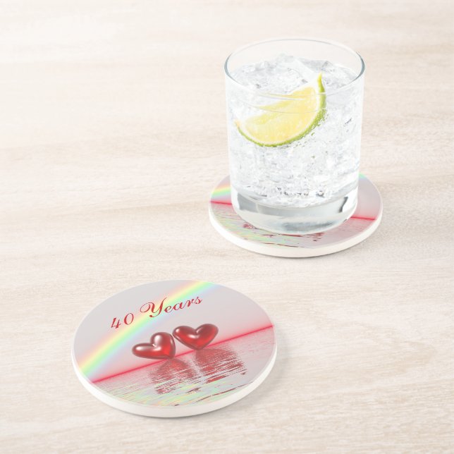 40th Anniversary Ruby Hearts Coaster (Side)