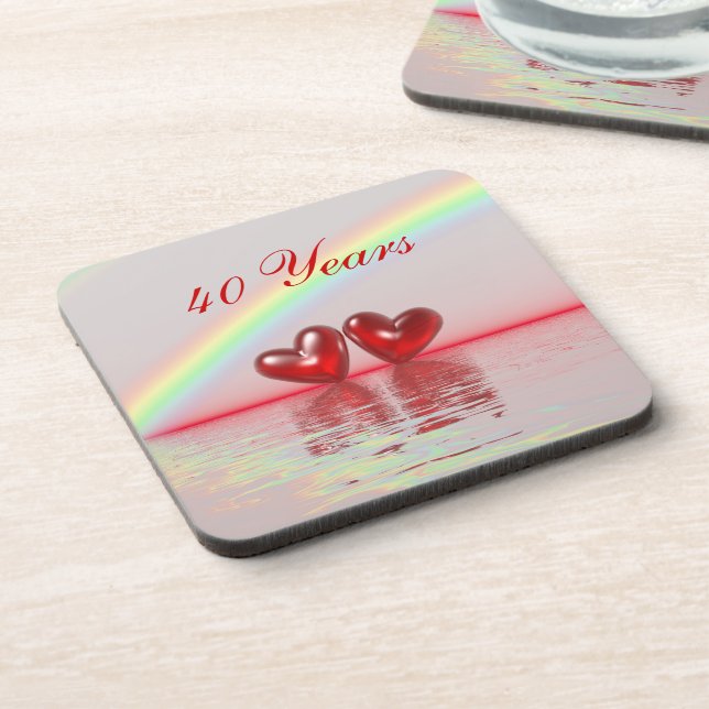 40th Anniversary Ruby Hearts Coaster (Left Side)