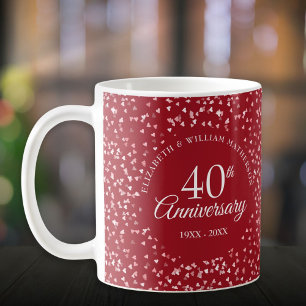 40th Anniversary Ruby Hearts Coffee Mug